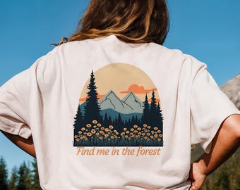 Find Me in the Forest png, Retro Mountain Landscape png, Wildflower png, Nature Png, Forest Png, Retro Wildflowers png, Hiking png jpg