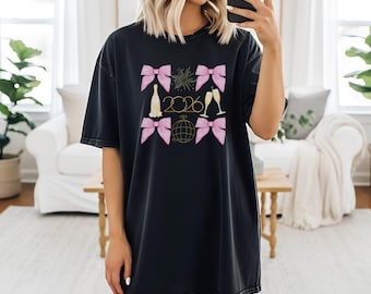 PNG de Ano Novo Preppy, PNG de Ano Novo Coquette, PNG de Ano Novo com Laço Rosa, PNG JPG, PNG Coquette 2026, Design de Sublimação de Ano Novo