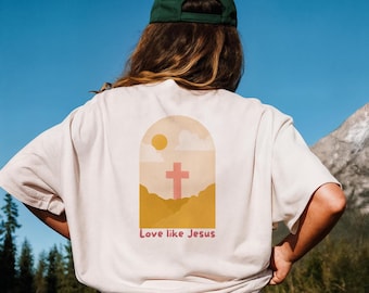 Love like Jesus png, Vintage Christian Png, Boho Christian Png, Bible verse png, Cross png jpg