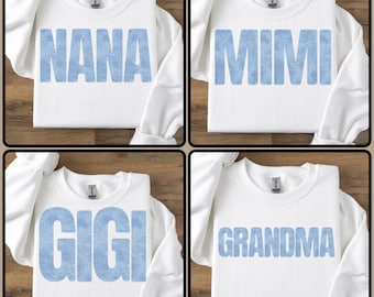 Denim Grandma PNG JPG Bundle | Blue Jean Western Sublimation Graphic | Mothers Day Gift Shirt Design | Mimi, Gigi, Nana, Grandmother Png