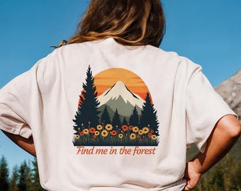 Find Me in the Forest png, Retro Mountain Landscape png, Wildflower png, Nature Png, Forest Png, Retro Wildflowers png, Hiking png jpg