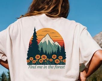 Find Me in the Forest png, Retro Mountain Landscape png, Wildflower png, Nature Png, Forest Png, Retro Wildflowers png, Hiking png jpg