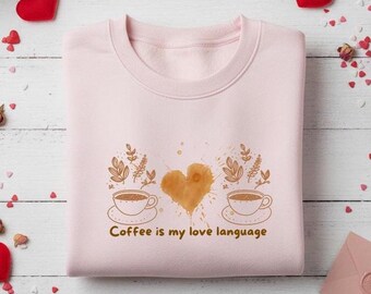 Coffee is my love language PNG, Coffee Valentine PNG JPG, Preppy Valentines png, Coffee lover png, Valentines Day Sublimation Design