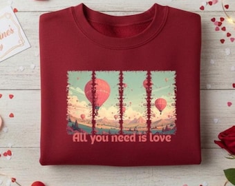 Retro Valentines Day PNG, All You Need Is Love PNG JPG, Preppy Valentines png, Valentines Day Sublimation Design