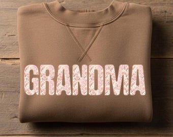 Floral Grandma PNG JPG | Vintage Pink Floral Sublimation Graphic | Mothers Day Gift Shirt Design | Grandmother Png