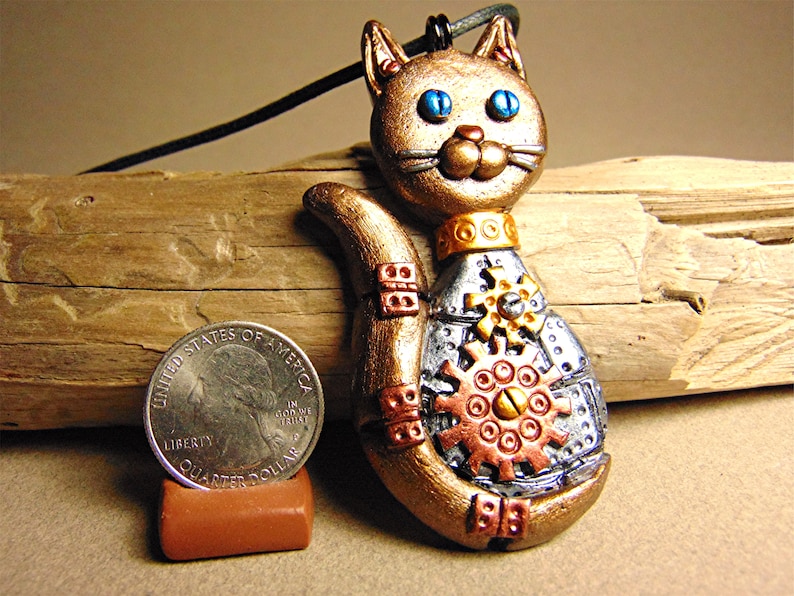 polymer clay steampunk cat