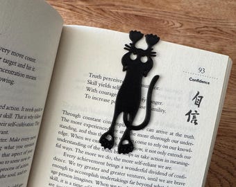 Lesezeichen Schwarze Katze zum Hängen: Verspielter Kitty Seitenhalter