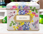 Hummingbird Recipe Tin box with 50 Recipe Cards and 12 Dividers the perfect Cooking Gift