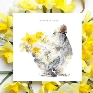 Joyeuses Pâques, carte de vœux de vœux de Pâques de poule