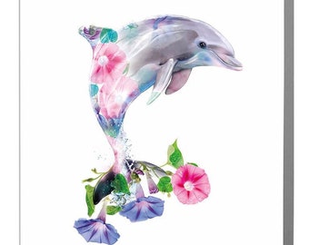 Greeting Card Female Child Mermaid Dolphins Glittery Birthday Card