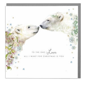 Baciare gli orsi polari One I Love Christmas Card di Lola Design