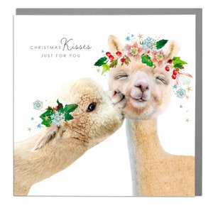 Feliz Natal lindo cartão de férias de alpacas