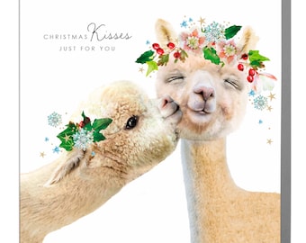 Happy Christmas cute alpacas holiday card