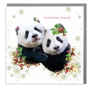 Panda's Happy Christmas Holiday wenskaart
