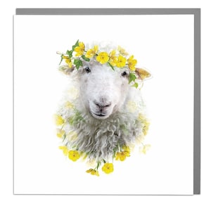 Sheep blank art greeting Card by Lola Design
