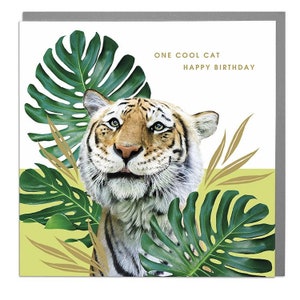 Cartão Feliz Aniversário Tigre Um Gato Legal