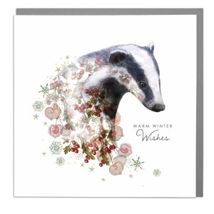 Badger cute Happy Christmas Holiday greeting Card