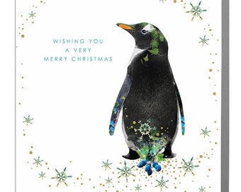 UK Greetings Weihnachtskarte Für Schwester & Schwager – Lustige 3D-Eislaufpinguine Mit Persönlichem Gruß