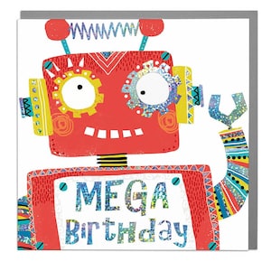 Cartão de feliz aniversário do robô