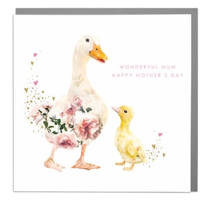 Feliz día de la madre, maravillosa mamá, tarjeta de felicitación con patitos