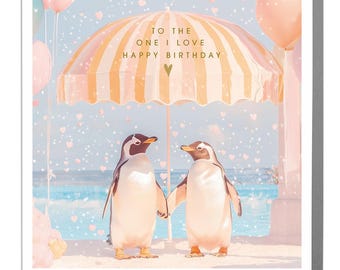 Penguins - One I Love Birthday Card by Lola Design