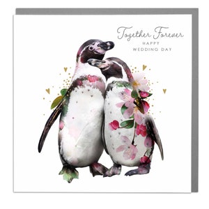 Happy Wedding Penguins-dagkaart van Lola Design