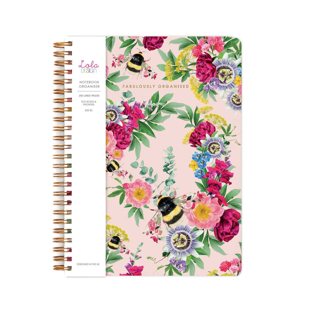 Pink Bee Notebook B5 Spiral Planner – Bee Lover Gift, Nature Organiser ...