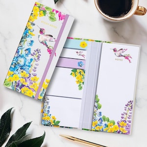 Hummingbird Notes Memo Folio with Sticky Pads, Custom Size for Easy Note-Taking