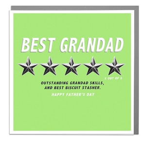 Tarjeta Grandad Five Star Happy Fathers Day de Lola Design