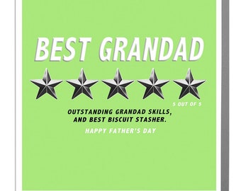 Grandad Five Star Happy Fathers Day Card par Lola Design