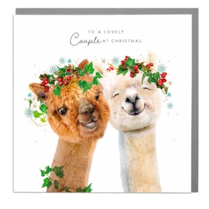 Happy Christmas simpatico biglietto di coppia Alpaca di Lola Design