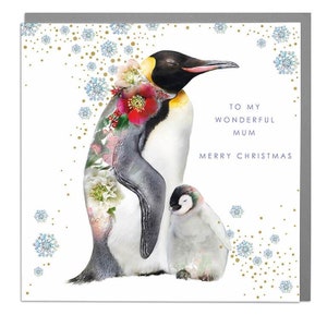 Pinguine Mama Frohe Weihnachten Urlaub Grußkarte