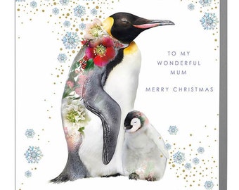 Penguins Mum Happy Christmas Holiday greeting Card