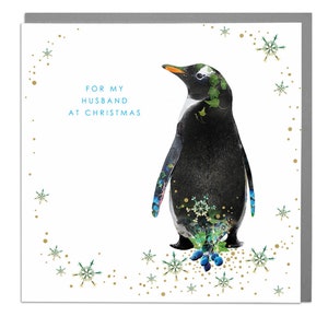 Penguin Echtgenoot Happy Christmas Holiday wenskaart