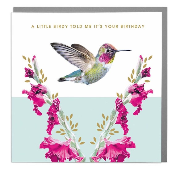 Hummingbird Happy Birthday Card Etsy