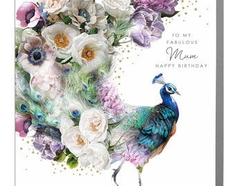 Mum Happy Birthday Peacock Card by Lola Design