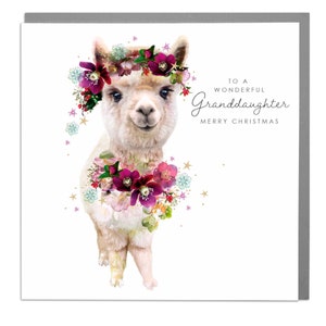Tarjeta de Feliz Navidad para nieta Alpaca de Lola Design