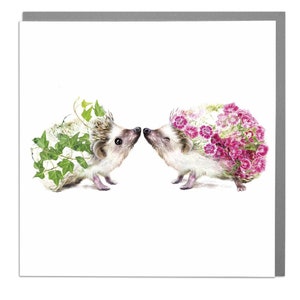 Schattige egels blanco kunstwenskaart, perfect voor verjaardagen en jubileums