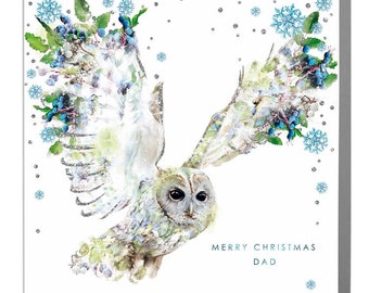 Tawny Owl Merry Christmas Dad Card