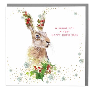Hare Happy Christmas Holiday wenskaart