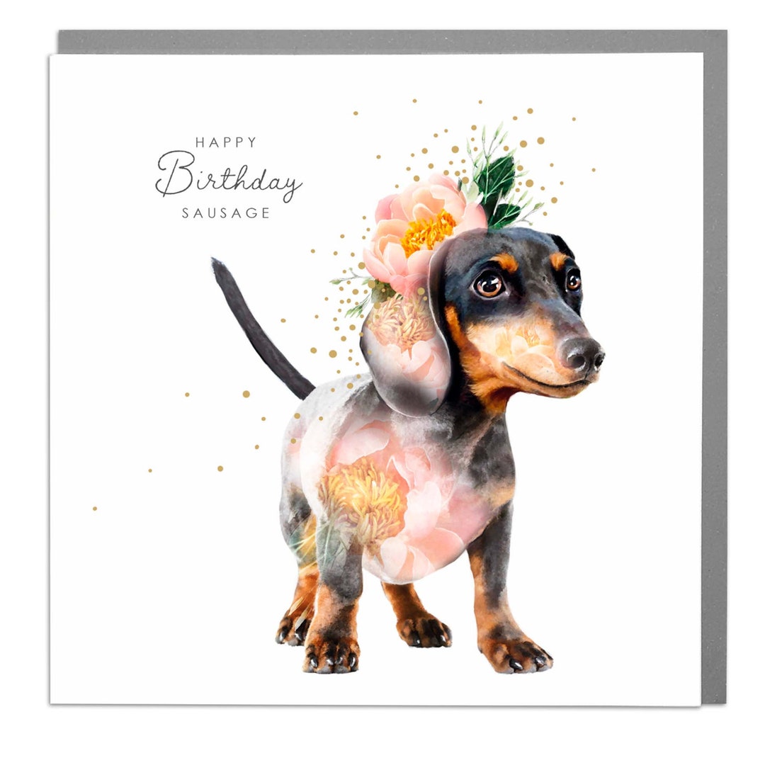 Happy Birthday Cute Sausage Dog Dachshund Card - Etsy