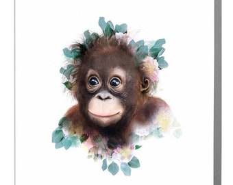 Orangutan blank art greeting card