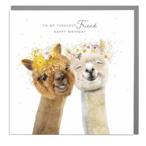 Fabulous Friend Alpaca birthday card for best friends image 1