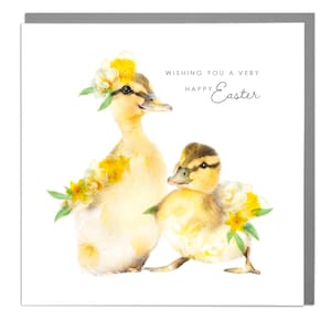 Cartão de feliz Páscoa Duckings, cartão de Páscoa fofo e caprichoso