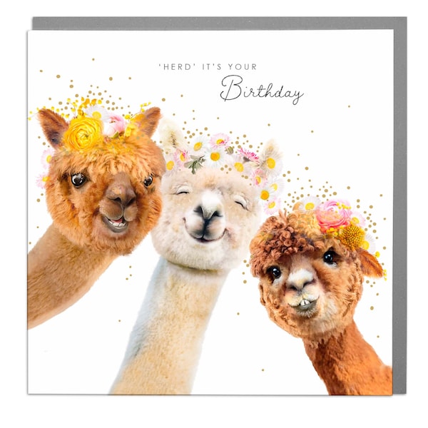 Happy Birthday Alpaca Card - Auguri di compleanno Alpaca divertenti e carini per lei