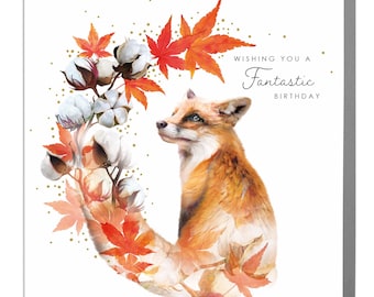 Fox Happy Birthday Greeting Card – Autumn Fox