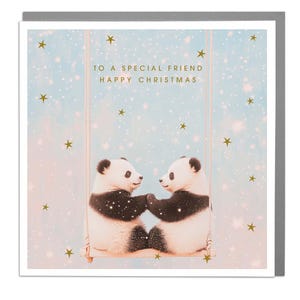 Twee panda's - speciale kerstkaart voor vrienden van Lola Design