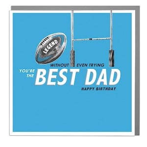 Papá Rugby Birthday Car, Tarjeta de feliz cumpleaños para el padre