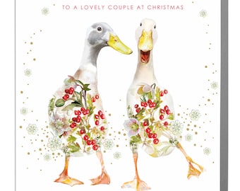 Indianer Runner Ducks to you both of you Happy Christmas Holiday Grußkarte