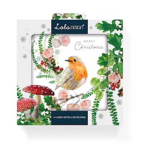 Happy Christmas Robin Kartenpackung mit 6 Karten